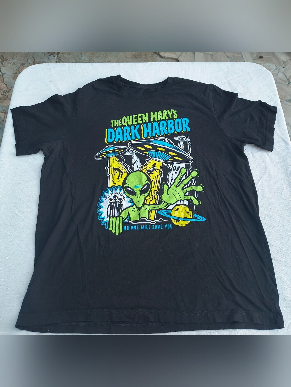 The Queen Mary's Dark Harbor Alien Abduction T-Shirt
